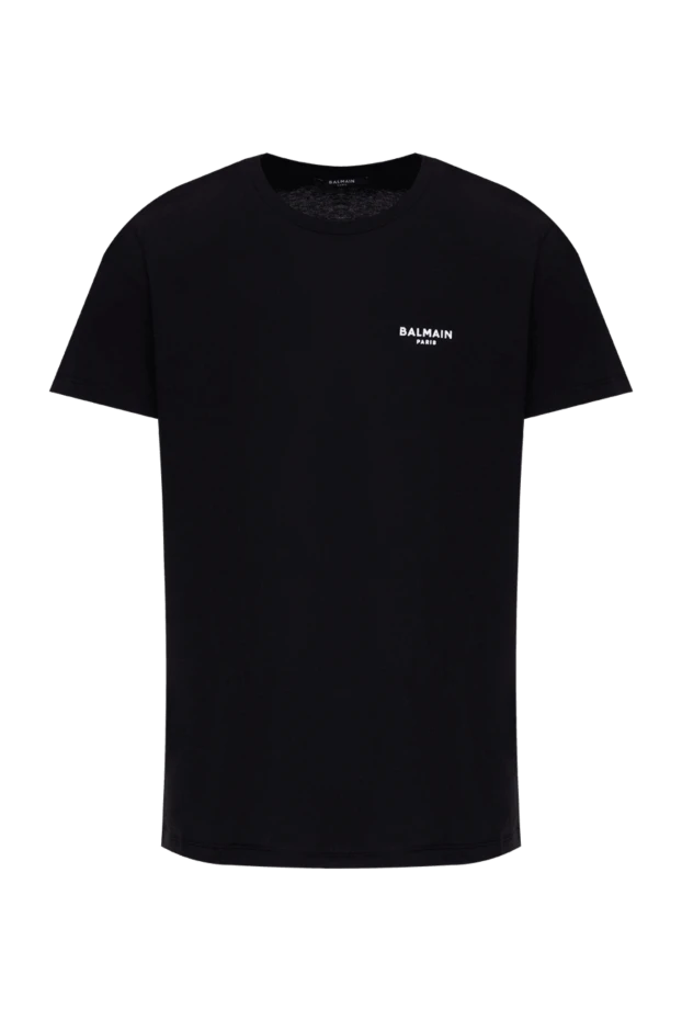 Balmain men's black cotton t-shirt with white logo 173857 - photo 1