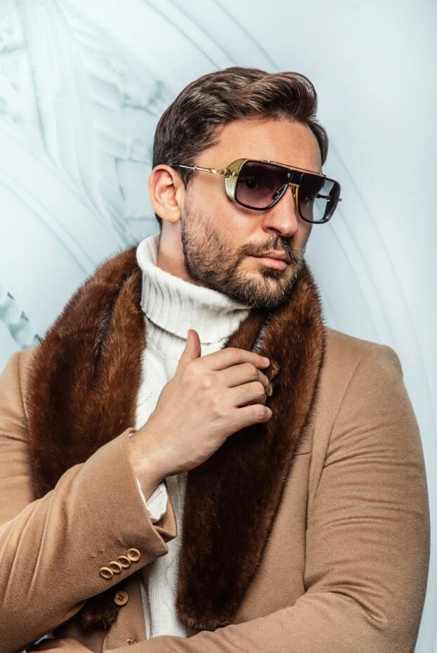 Balmain солнцезащитные очки мужские квадратные с золотистой оправой 173882 - фото 3