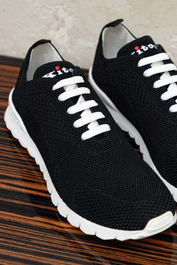 Kiton кросівки з чорного трикотажного текстилю з білою підошвою. 173917 - фото 3