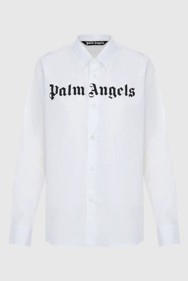 Palm Angels women's white cotton shirt with black logo on the chest 173945 - photo 1