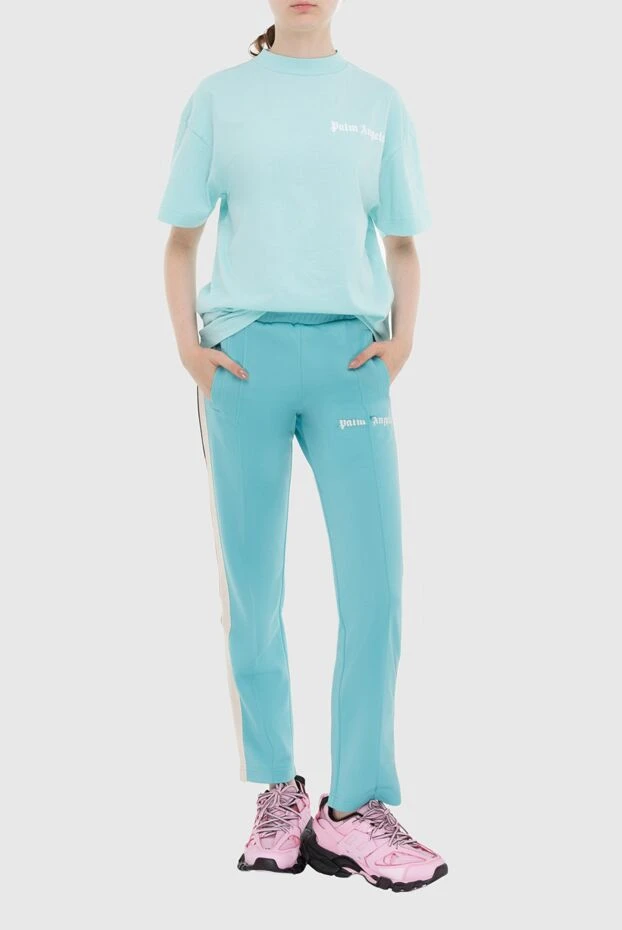 Palm Angels woman women's blue polyester sports trousers 173954 - photo 2