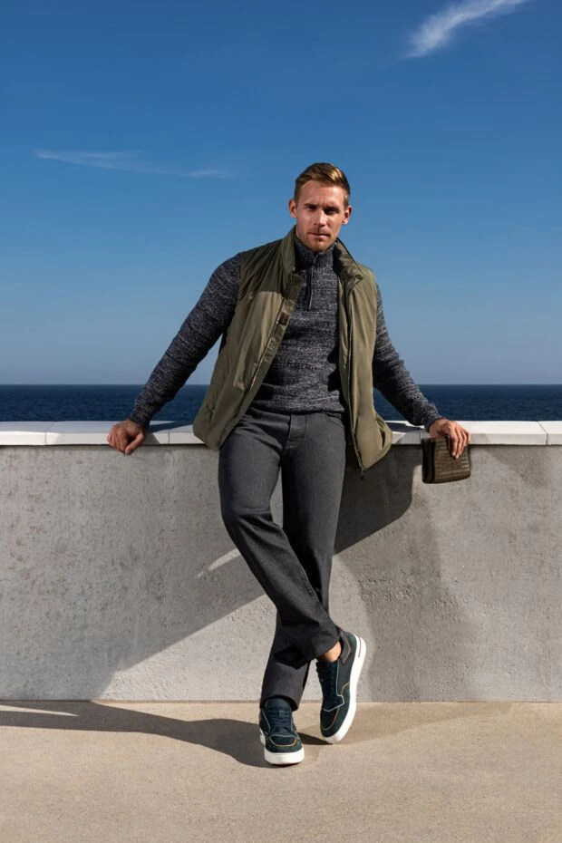 Loro Piana синие сникеры с нейлоновым верхом и декоративными линиями 173978 - фото 3