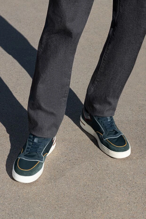 Loro Piana синие сникеры с нейлоновым верхом и декоративными линиями 173978 - фото 2