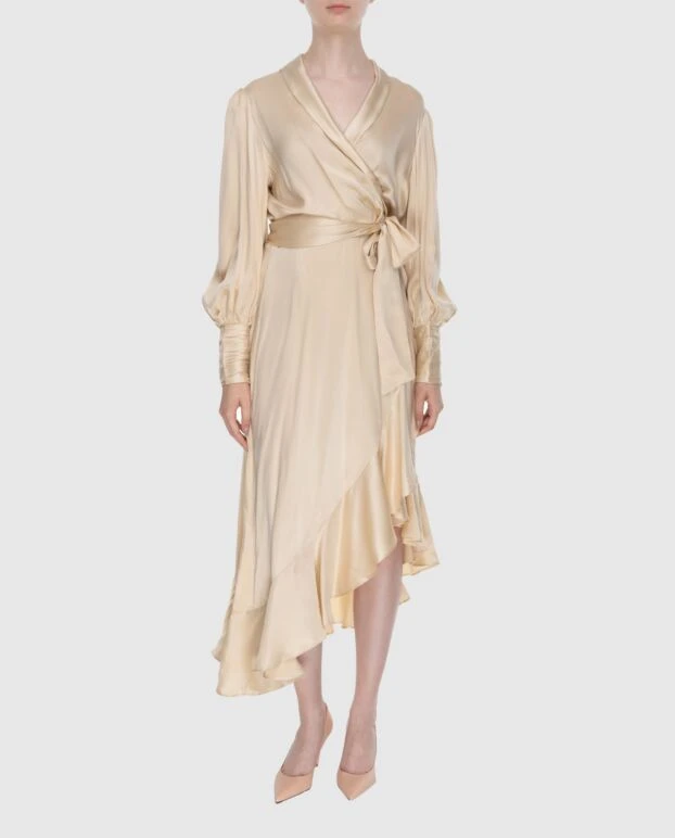 Zimmermann women's long beige silk dress with long sleeves and a belt 174041 - photo 2