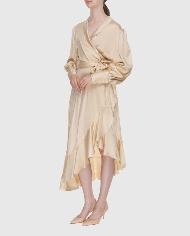 Zimmermann women's long beige silk dress with long sleeves and a belt 174041 - photo 3