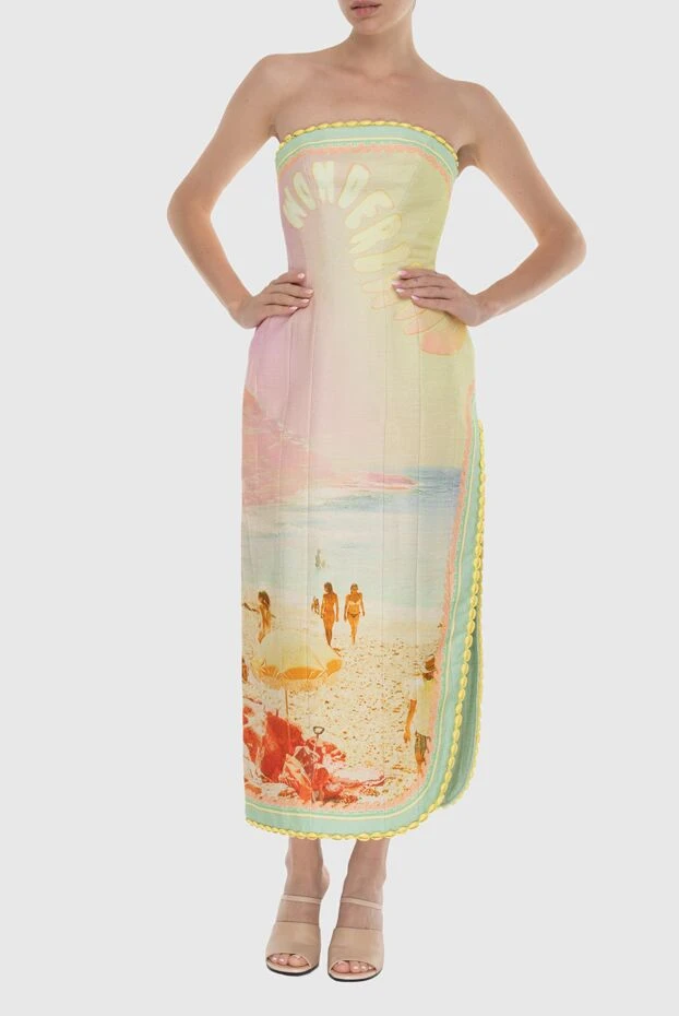 Zimmermann women's yellow midi dress with beach print 174056 - photo 2