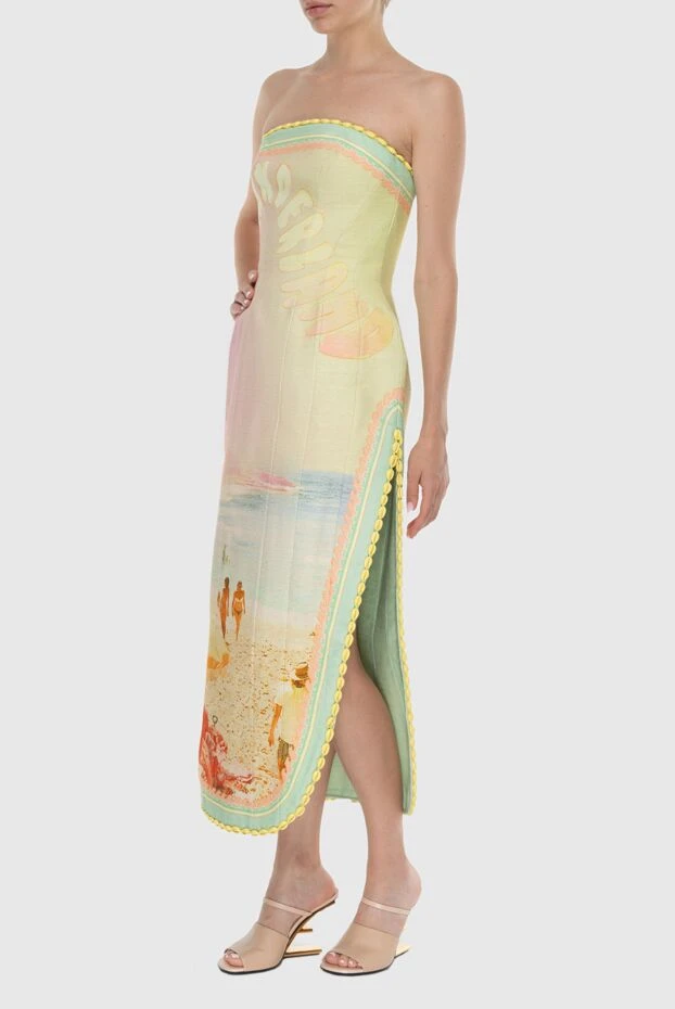 Zimmermann women's yellow midi dress with beach print 174056 - photo 3