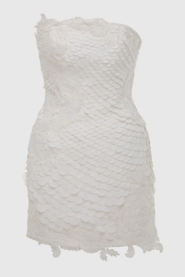 Women's white mini bustier dress with lace