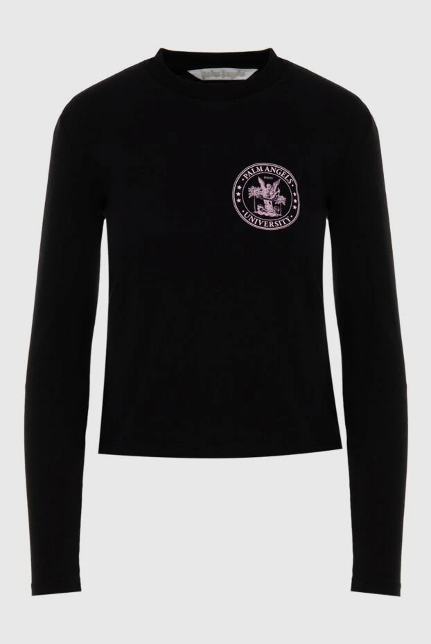 Palm Angels women's black cotton jumper with pink logo 174060 - photo 1