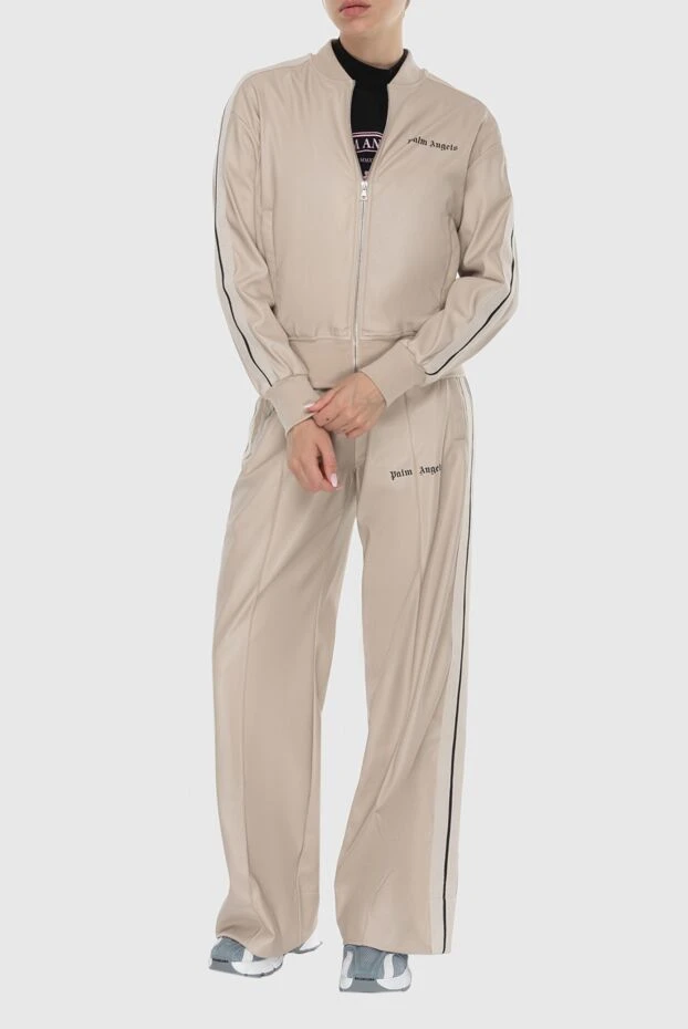 Palm Angels woman beige women's trouser suit made of genuine leather 174071 - photo 2