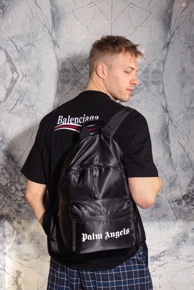 Palm Angels men's backpack black with white logo 174074 - photo 2