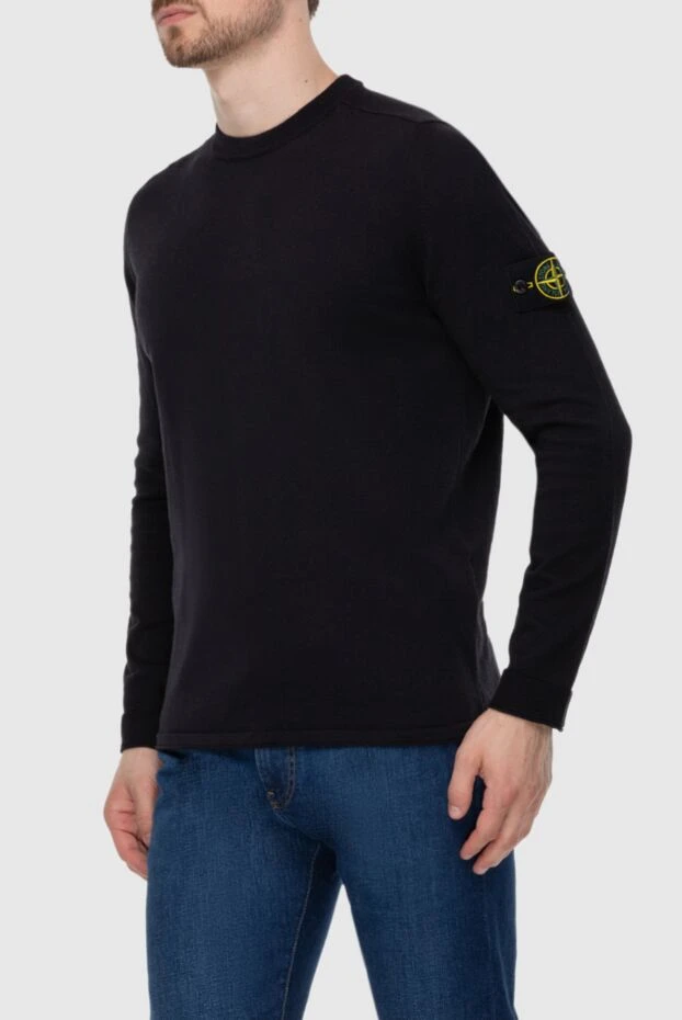 Stone Island мужские джемпер с длинным рукавом из хлопка мужской синий 178485 - фото 3