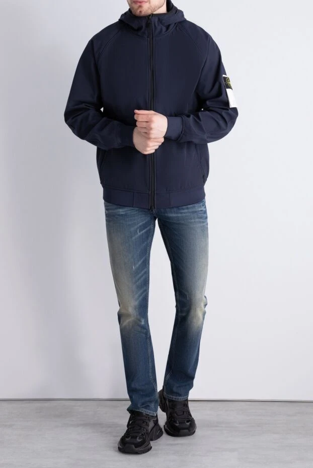 Stone Island men's blue jacket with logo on the sleeve 174102 - photo 2