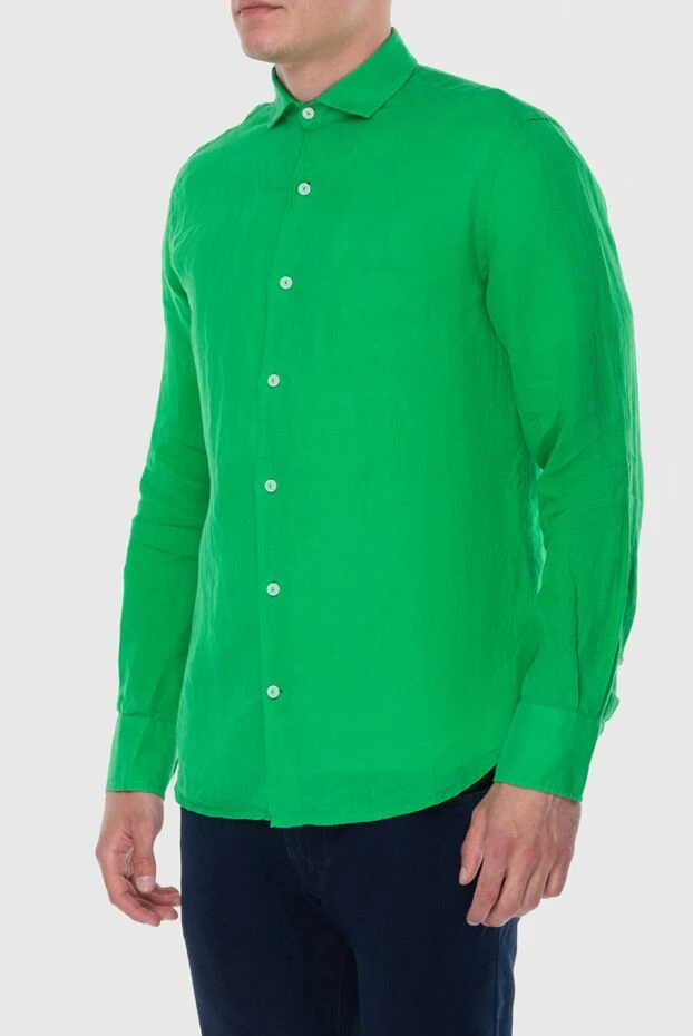 MC2 Saint Barth men's bright green linen shirt with long sleeves 195538 - photo 3