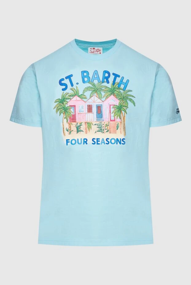MC2 Saint Barth мужские футболка из хлопка голубая мужская купить с ценами и фото 174123 - фото 1