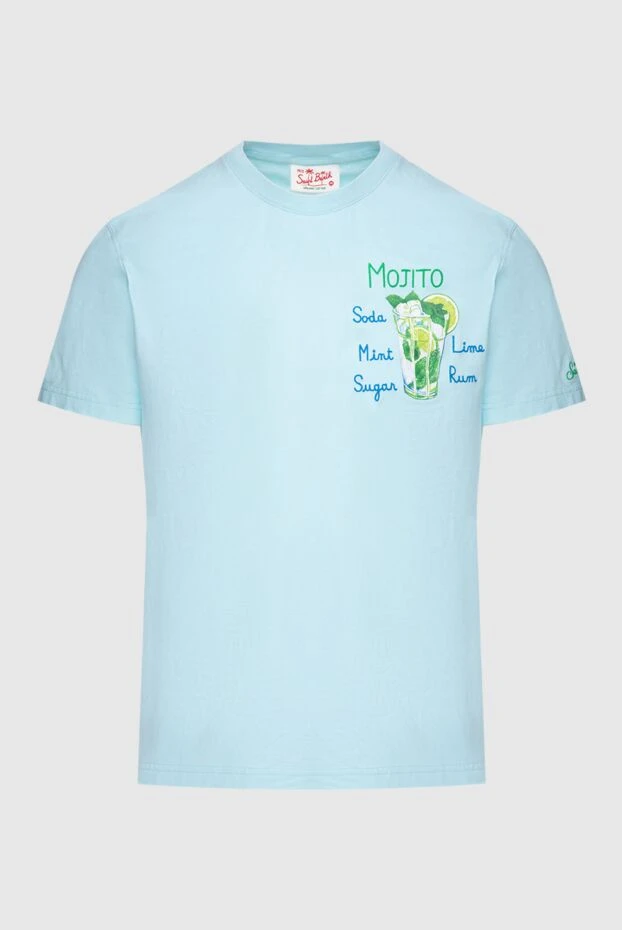 MC2 Saint Barth мужские футболка из хлопка голубая мужская купить с ценами и фото 174124 - фото 1