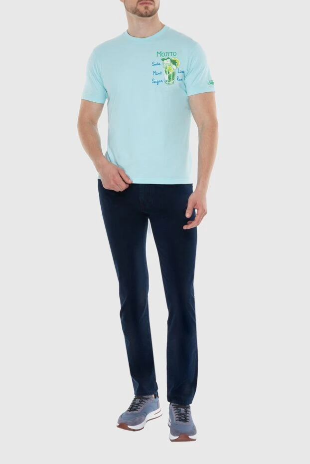 MC2 Saint Barth мужские футболка из хлопка голубая мужская купить с ценами и фото 174124 - фото 2