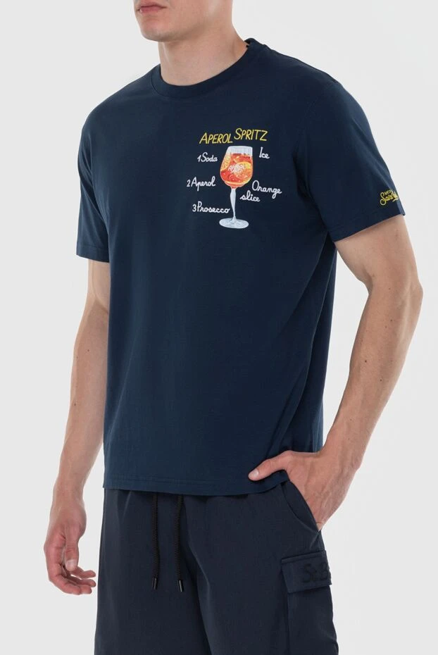 MC2 Saint Barth dark blue cotton t-shirt with aperol cocktail print 196564 - photo 3