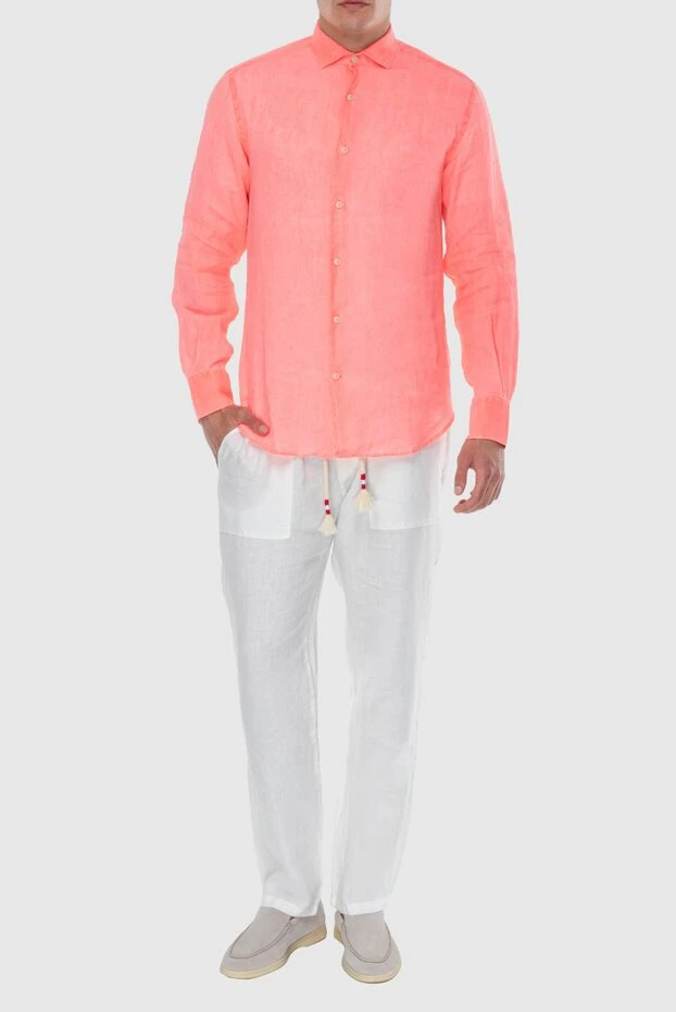 MC2 Saint Barth men's linen shirt in a rich pink-coral shade 196573 - photo 2