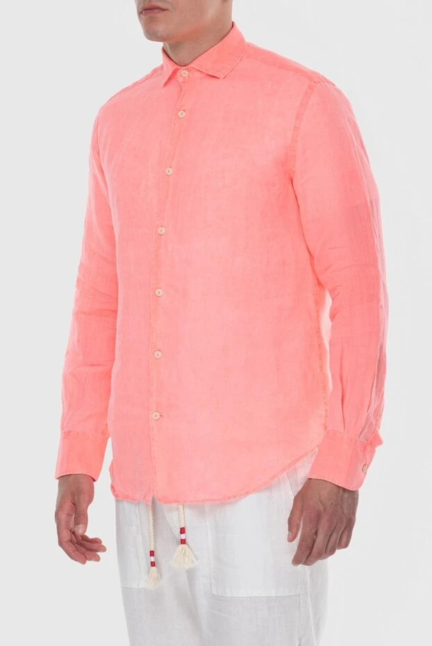 MC2 Saint Barth men's linen shirt in a rich pink-coral shade 196573 - photo 3