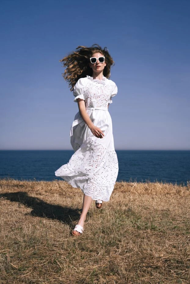 Celine antique pattern genuine leather slippers white 174141 - photo 2