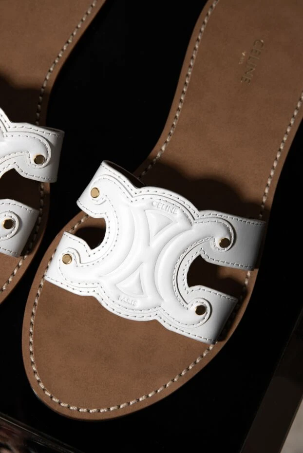 Celine antique pattern genuine leather slippers white 174141 - photo 3
