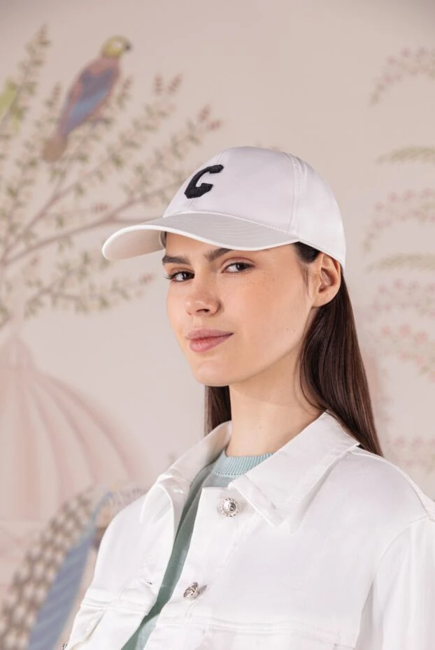 Celine women's cotton cap white with black logo 174166 - photo 2