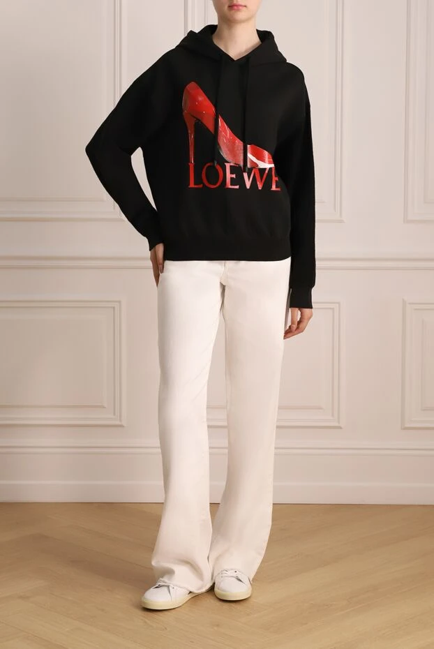 Loewe woman black cotton hoodie for women 174196 - photo 2