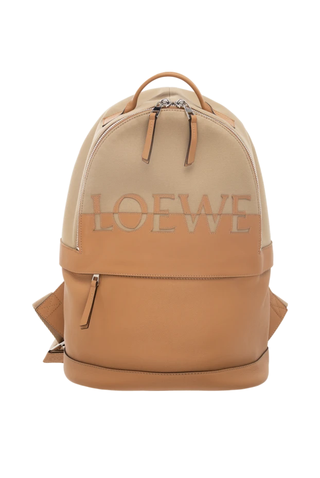 Loewe woman beige leather and cotton backpack for women 174199 - photo 1