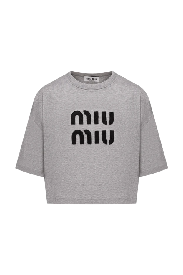 Miu Miu женские футболка из хлопка серая женская купить с ценами и фото 174216 - фото 1