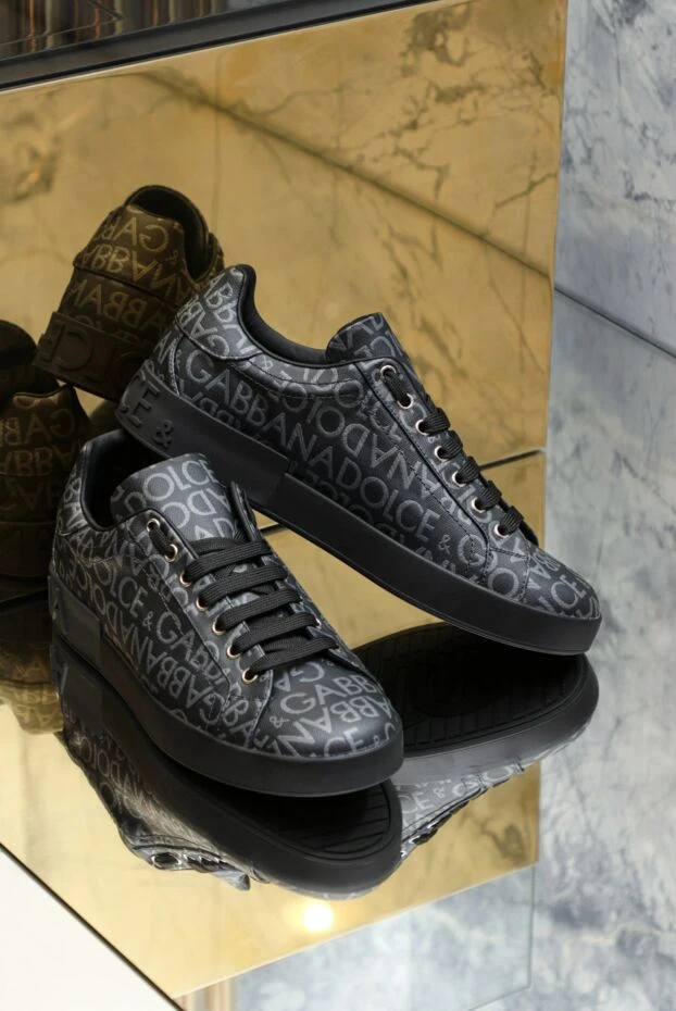 Снікери з бавовни та поліестеру чорні чоловічі - фото 2