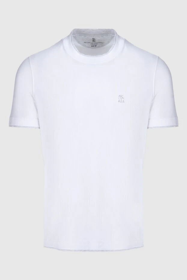 Brunello Cucinelli футболка мужская белая хлопковая с серым лого 174283 - фото 1