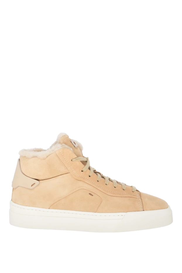 Santoni sneakers women's high suede with fur beige 174311 - photo 1