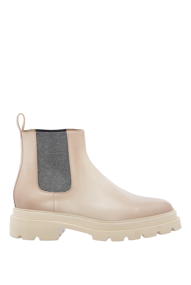 Santoni beige leather chelsea boots for women 174316 - photo 1