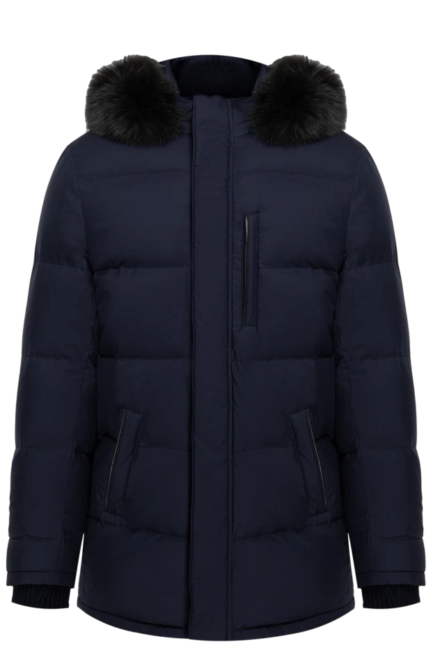 Enrico Mandelli men's blue down jacket with a detachable fur-lined hood 174337 - photo 1