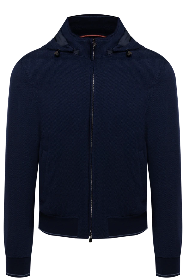 Enrico Mandelli blue men's wool and cotton sweatshirt 174345 - photo 1