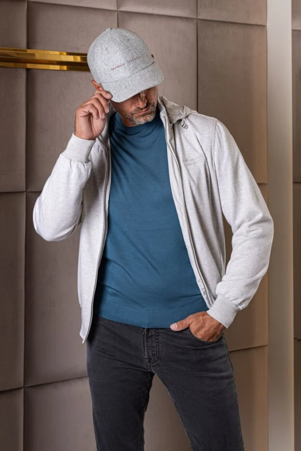 Enrico Mandelli кофта спортивна з вовни та бавовни сіра чоловіча 174346 - фото 2