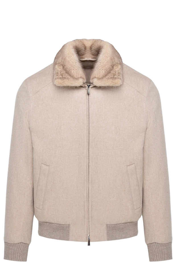 Enrico Mandelli men's beige jacket with fur collar 174350 - photo 1