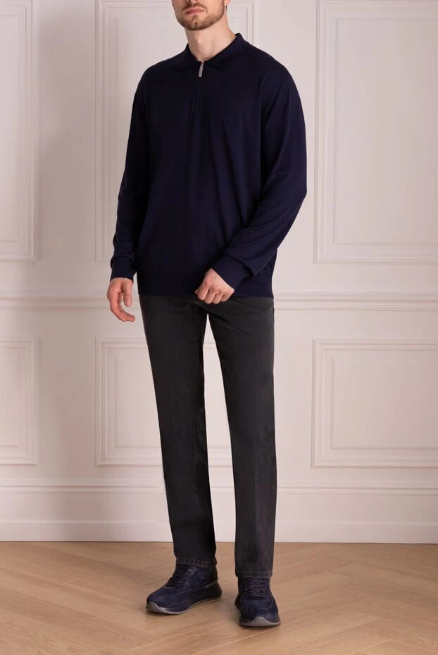 Stefano Ricci men's blue woolen polo with logo 174354 - photo 2