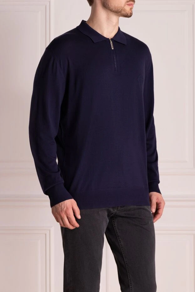 Stefano Ricci men's blue woolen polo with logo 174354 - photo 3