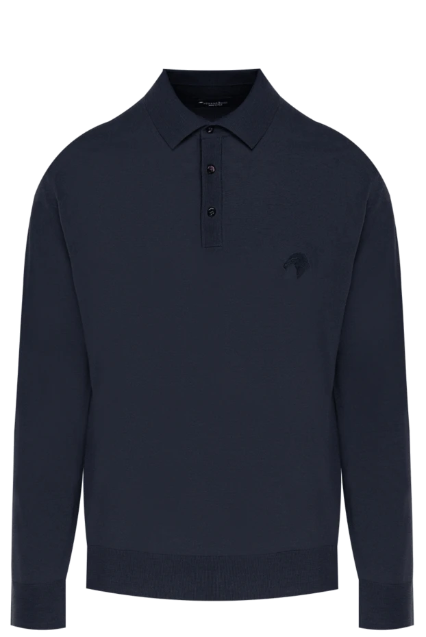 Men's gray woolen polo with logo - photo 1