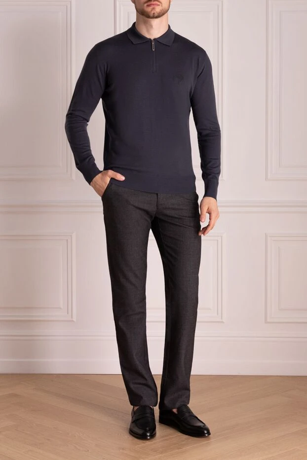 Stefano Ricci men's gray woolen polo with embroidered logo 174357 - photo 2