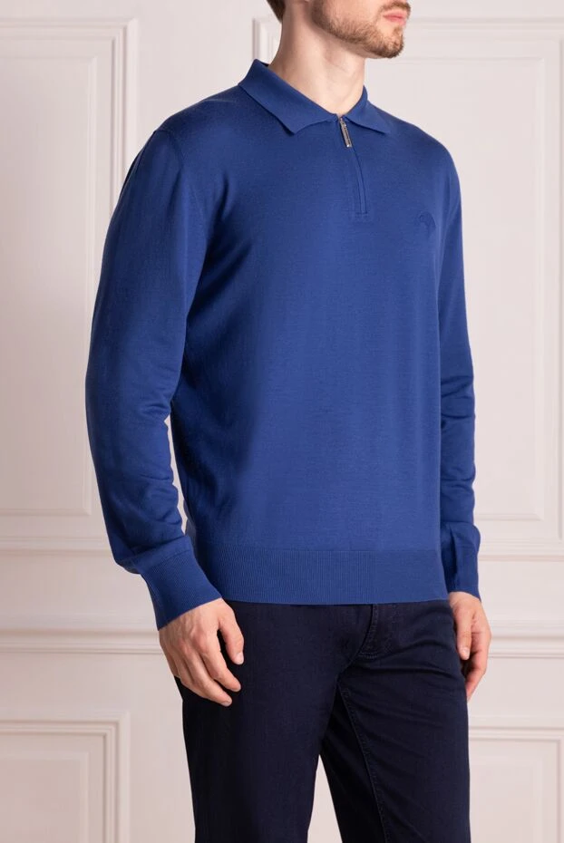 Stefano Ricci men's blue woolen polo with embroidered logo 174358 - photo 3