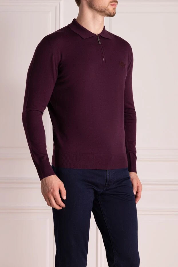 Stefano Ricci men's burgundy woolen polo with embroidered logo 174359 - photo 3