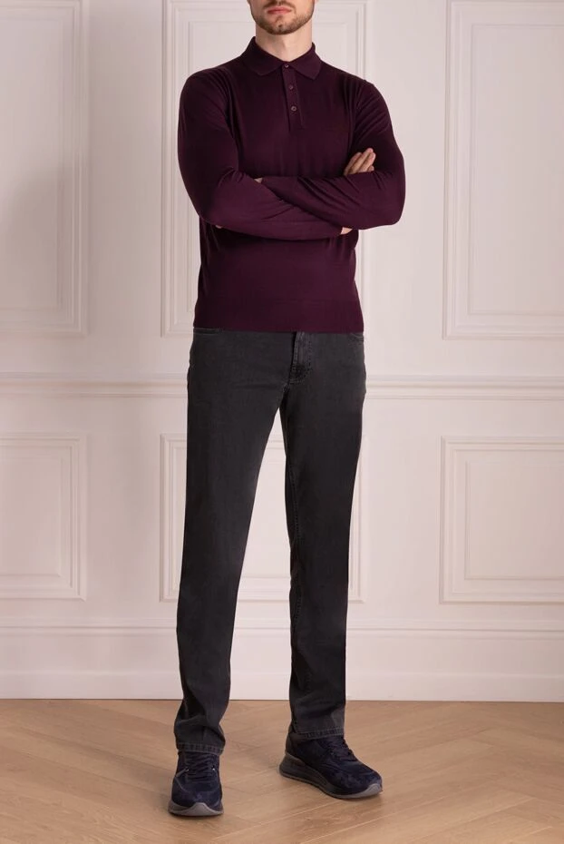 Stefano Ricci men's burgundy woolen polo with embroidered logo 174366 - photo 2