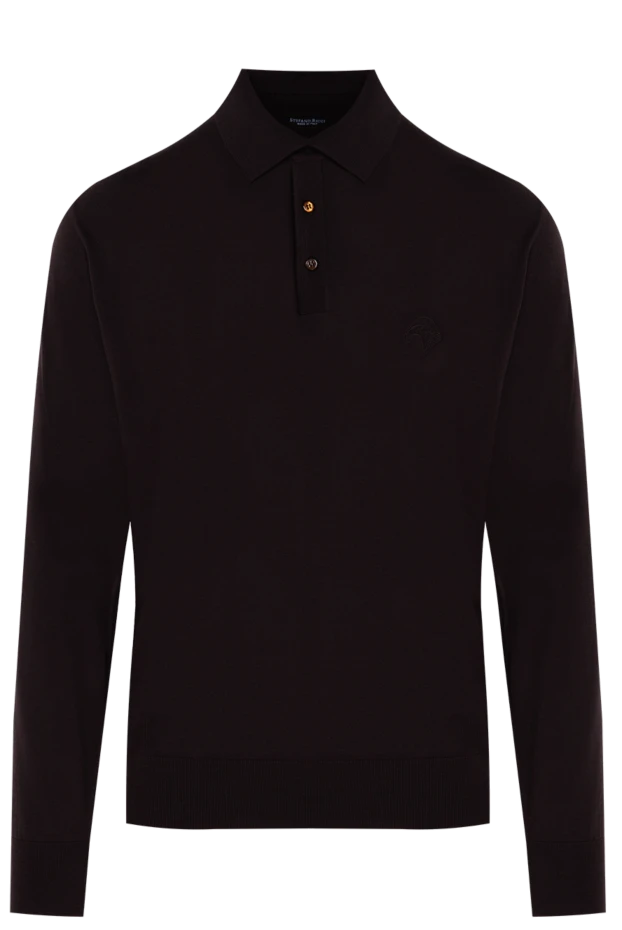 Stefano Ricci поло чоловіче коричневе вовняне з вишитим лого 174367 - фото 1