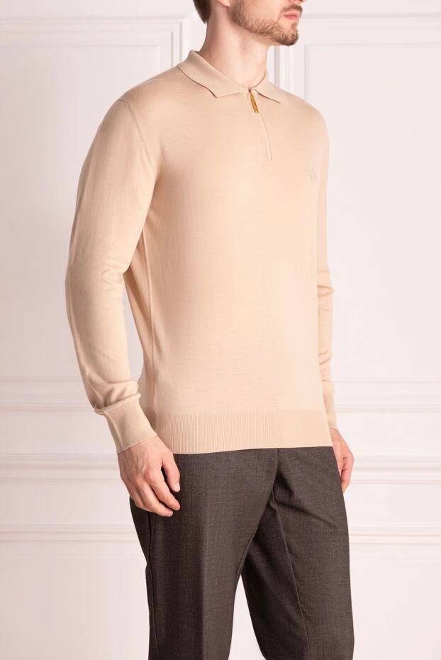 Stefano Ricci men's beige woolen polo with embroidered logo 174368 - photo 3