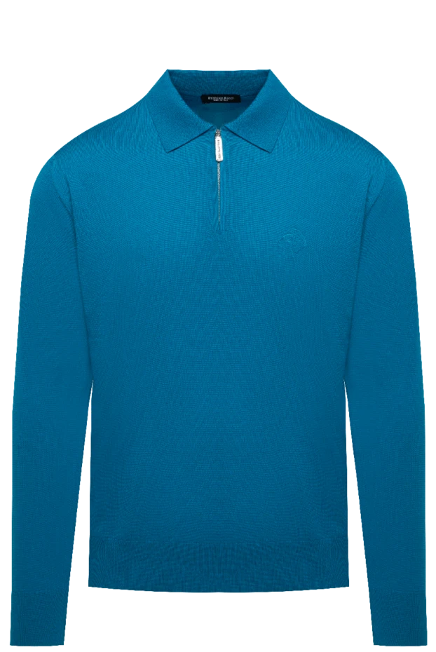 Stefano Ricci поло мужское синее шерстяное с вышитым лого 174371 - фото 1