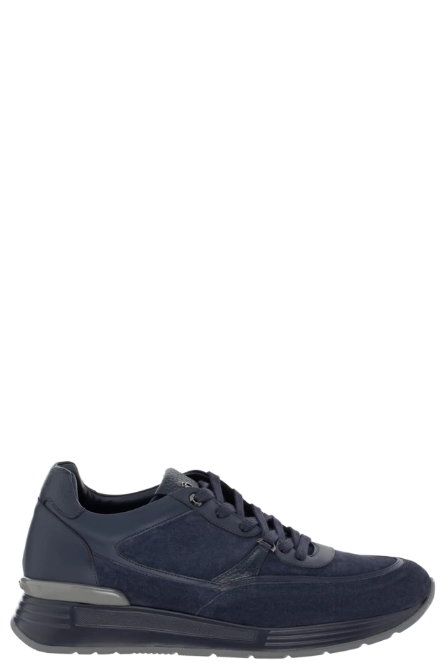 Кроссовки мужские синие с лого на язычке - фото 1