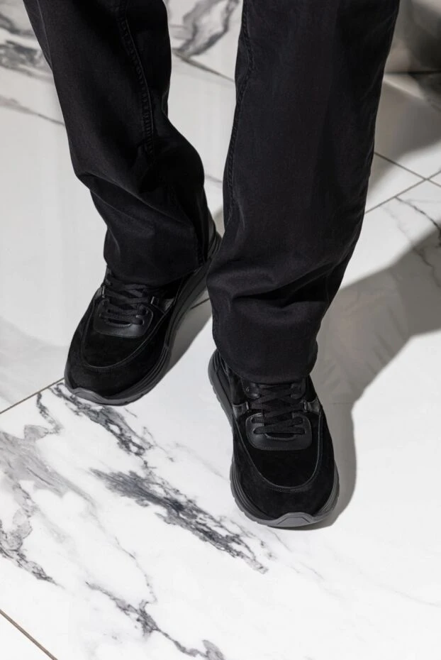 Stefano Ricci кросівки чоловічі чорні з лого на язичку 174383 - фото 3